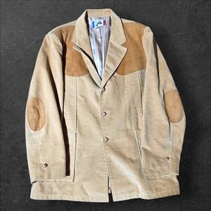 VTG Brad Whitney XL Corduroy Sport Coat Suede Leather Yokes Elbow Patches Tan